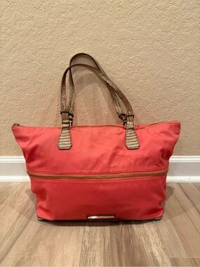 Brahmin Coral Tote Bag with Metallic Leather Handles